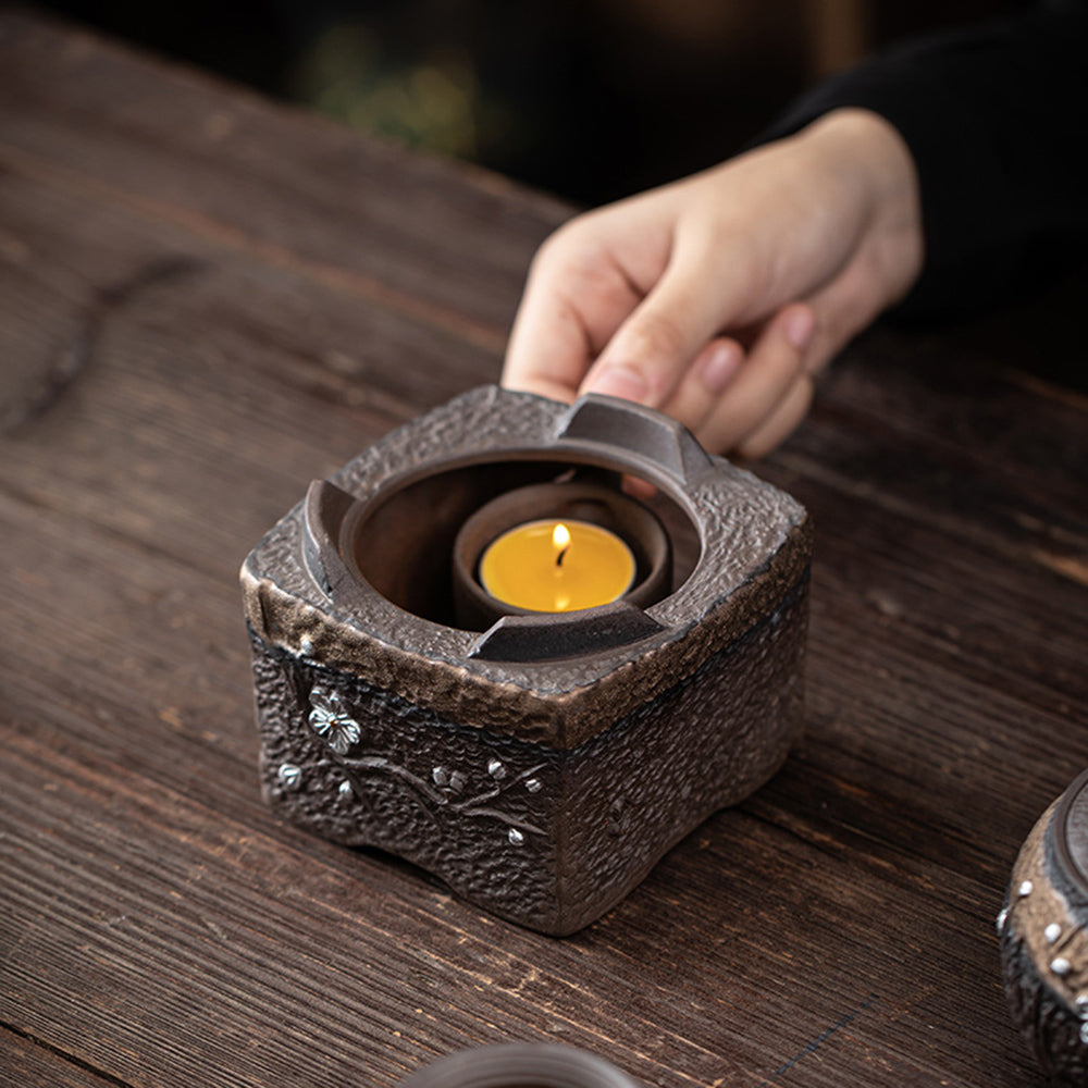 Plum Blossom Rock Clay Teapot Warmer