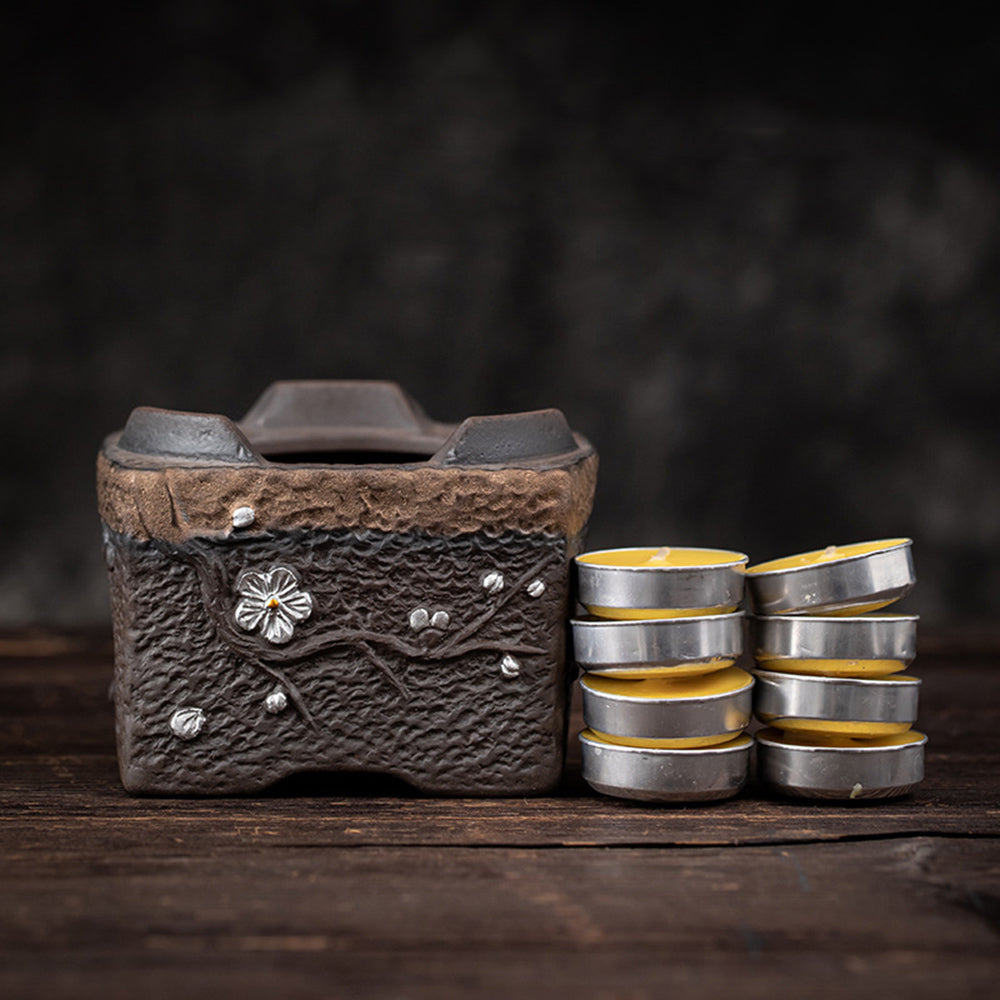 Plum Blossom Rock Clay Teapot Warmer