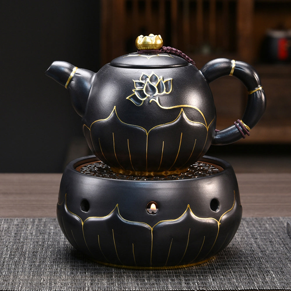 Black Ceramic Lotus Teapot Warmer