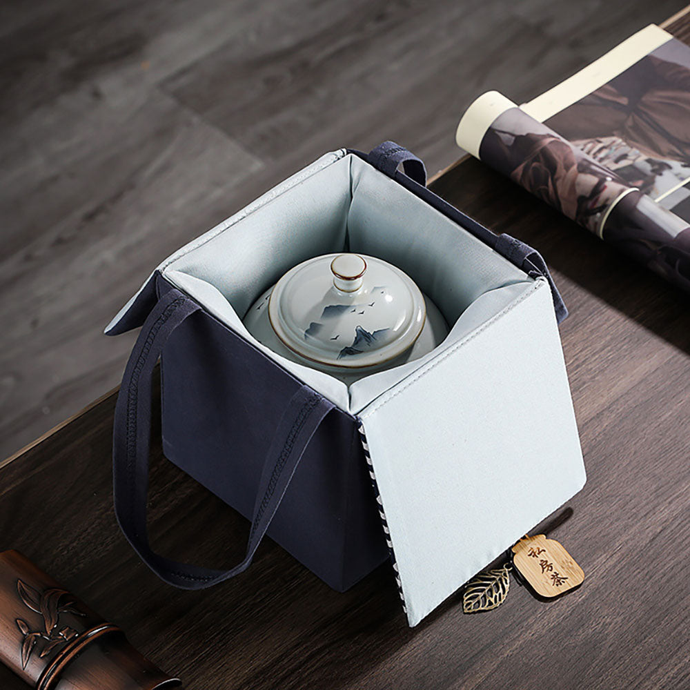 Hand-painted Landscape Porcelain Tea Caddy