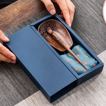 Walnut Wood Cha He With Tea Needle