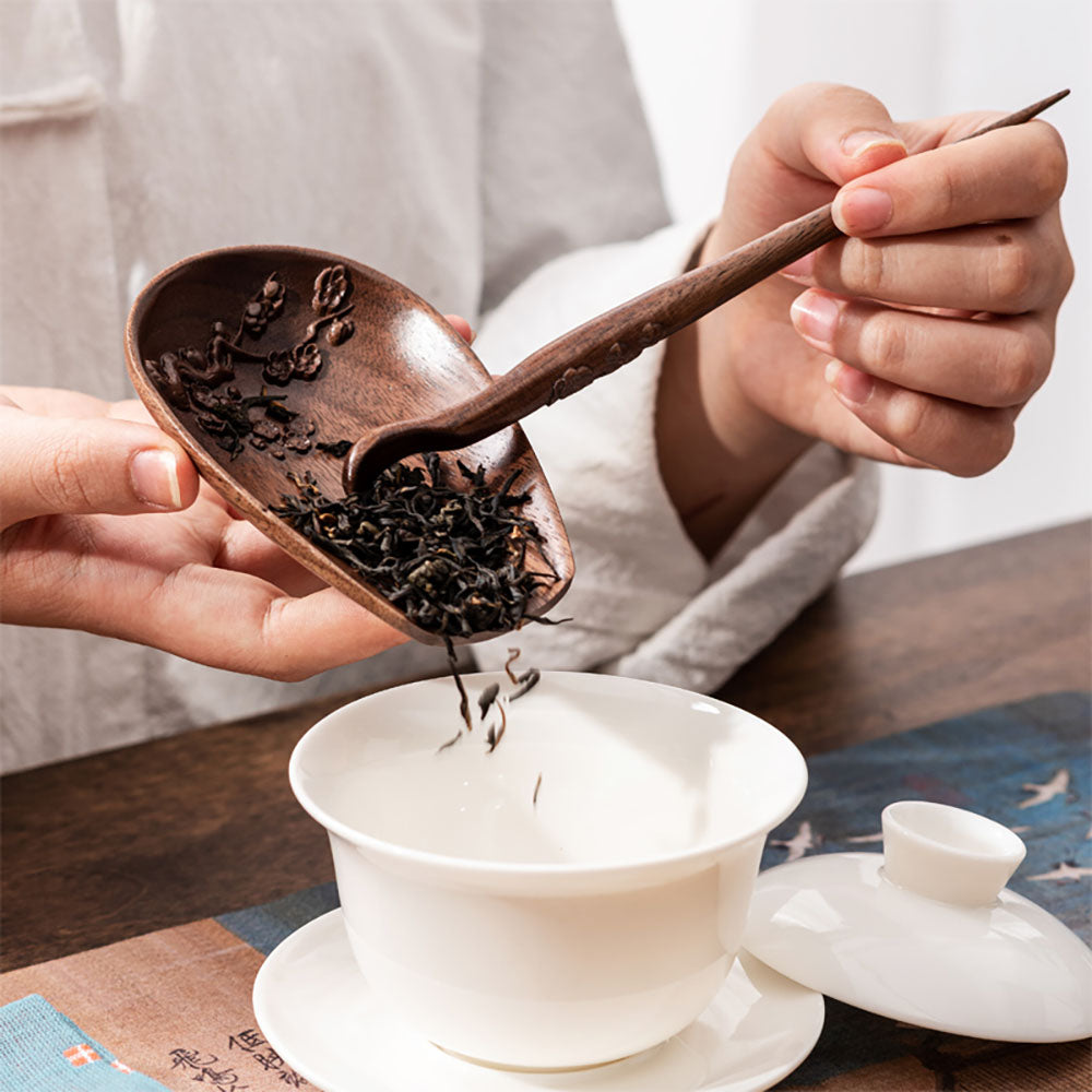 Walnut Wood Cha He With Tea Needle