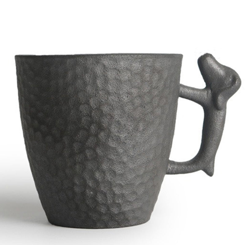 Coarse Pottery Japanese Tea Cup With Dog Handle
