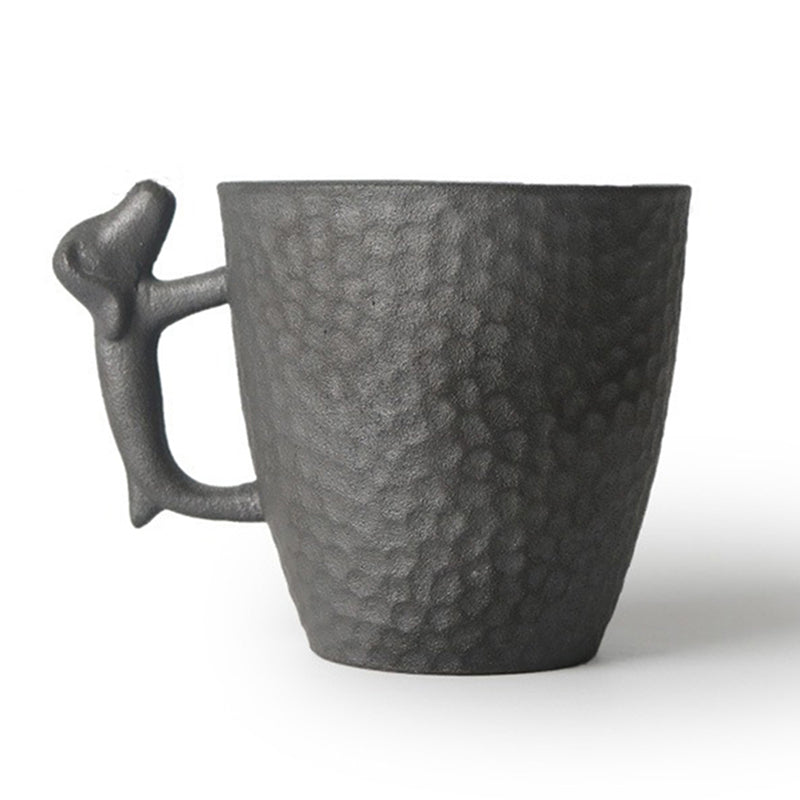 Coarse Pottery Japanese Tea Cup With Dog Handle