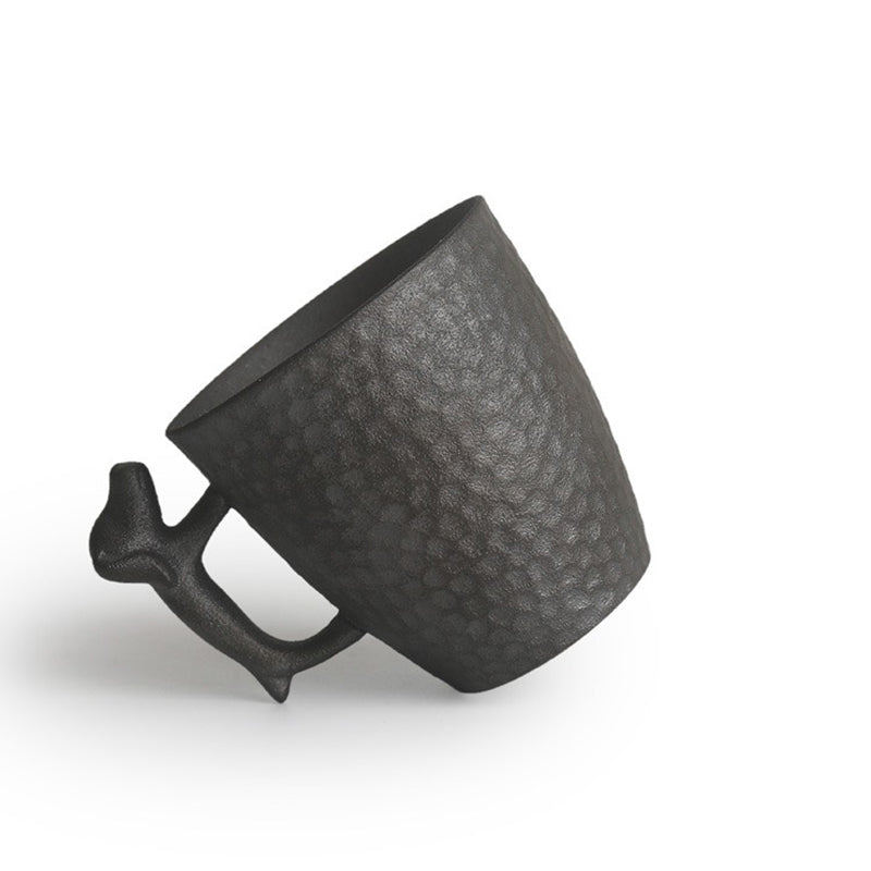 Coarse Pottery Japanese Tea Cup With Dog Handle