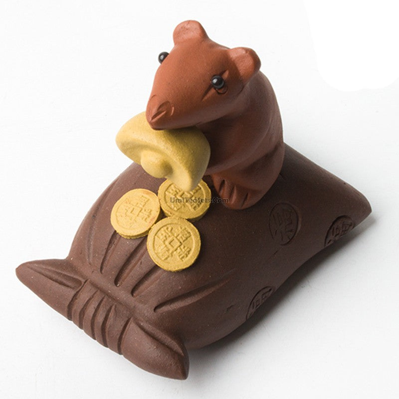 Purple Clay Mouse &amp; Treasure Tea Pet