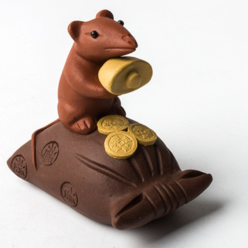 Purple Clay Mouse &amp; Treasure Tea Pet