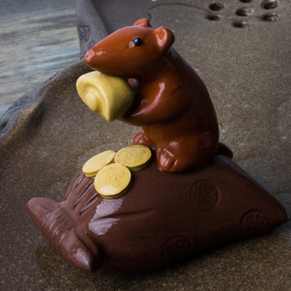 Purple Clay Mouse &amp; Treasure Tea Pet