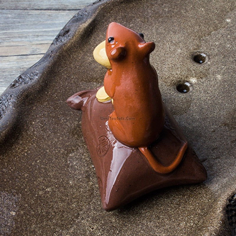 Purple Clay Mouse &amp; Treasure Tea Pet