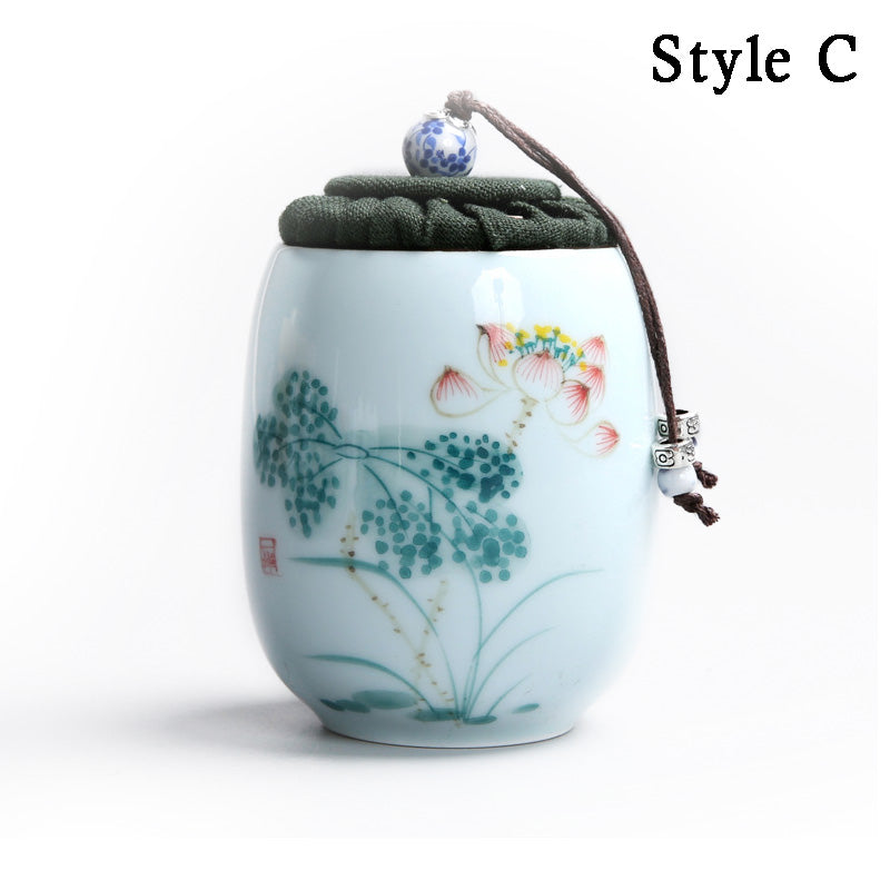 Japanese Porcelain Lotus Tea Caddy