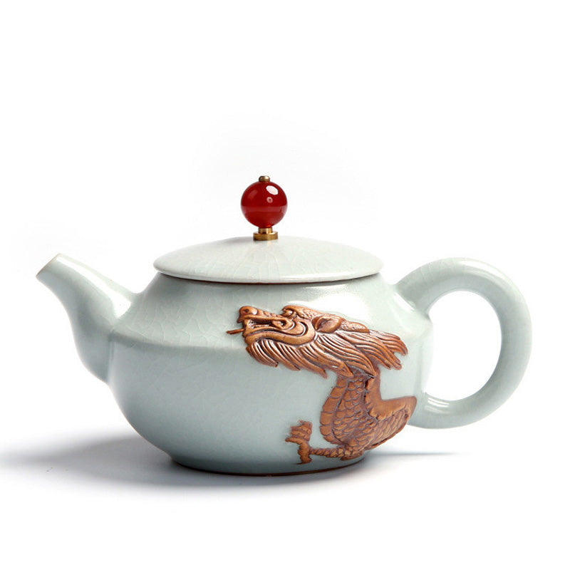 Ruyao Dragon Teapot With Agate Lid