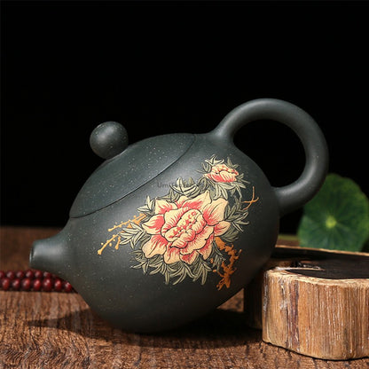Yixing Clay Xi Shi Peony Teapot