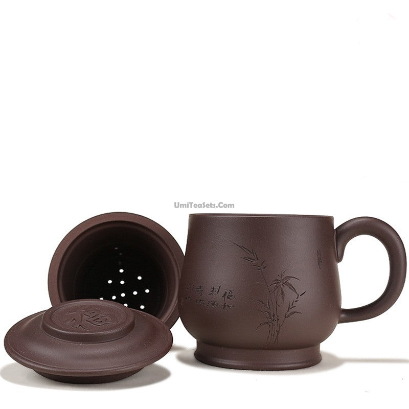 Purple Clay Round Tea Cup With Infuser
