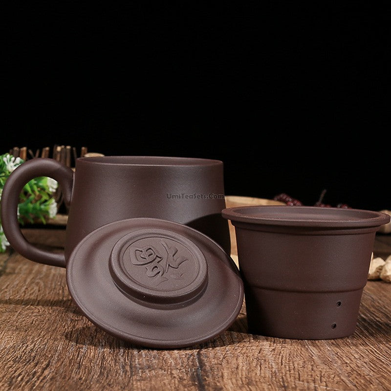 Purple Clay Round Tea Cup With Infuser