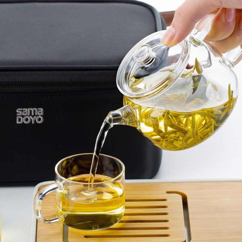 Glass Travel Tea Set With Tray