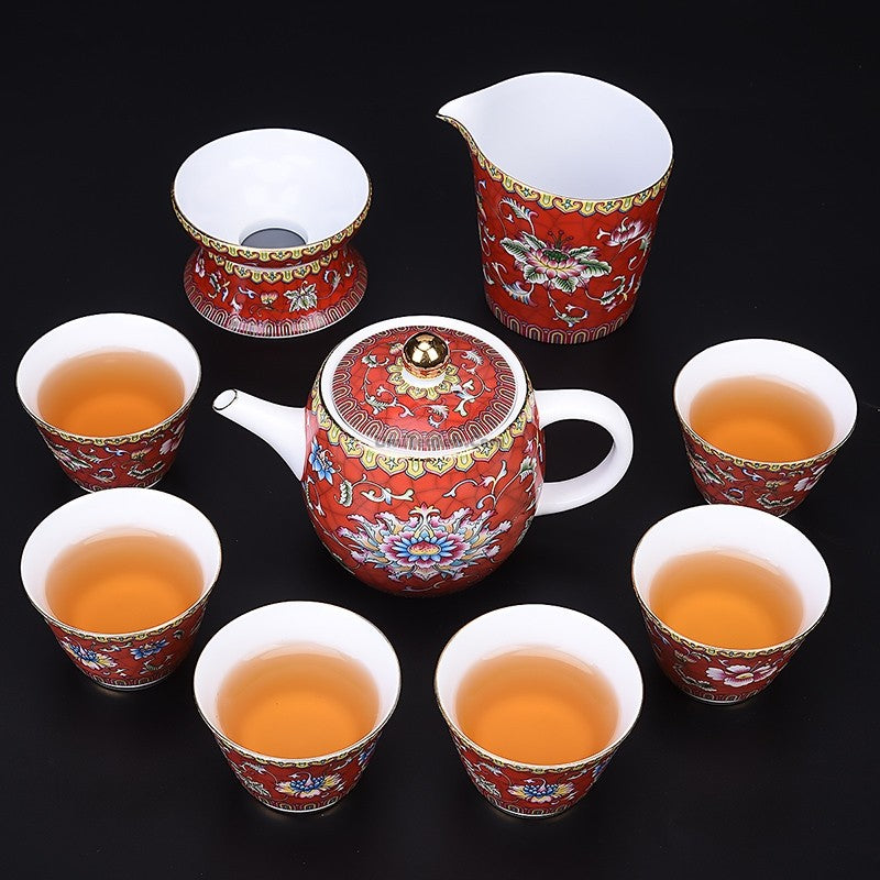 Red Peony Chinese Wedding Tea Set