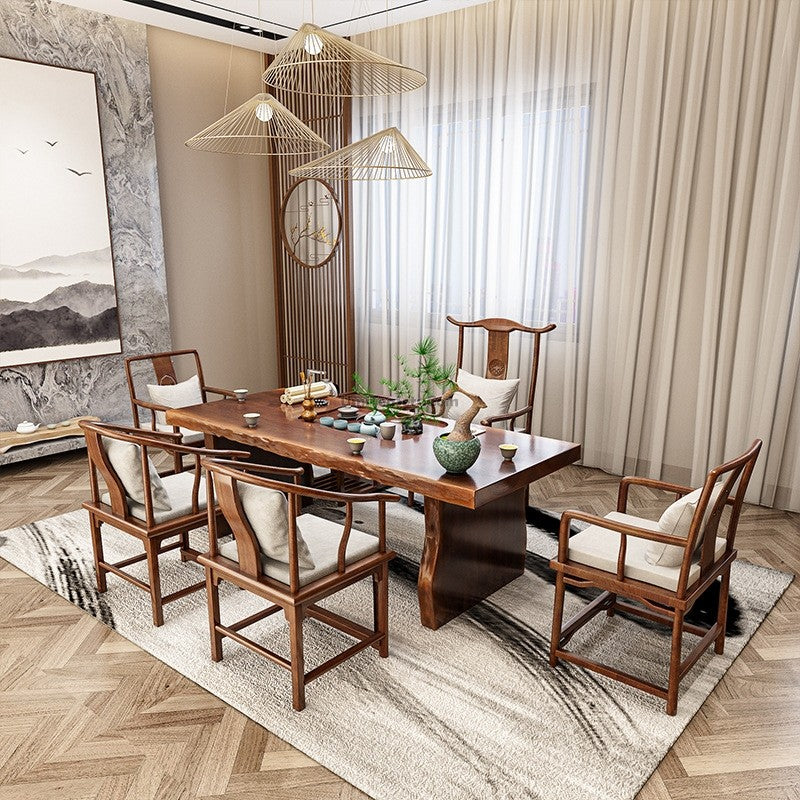 Solid Wood Chinese Gongfu Tea Table With Chairs