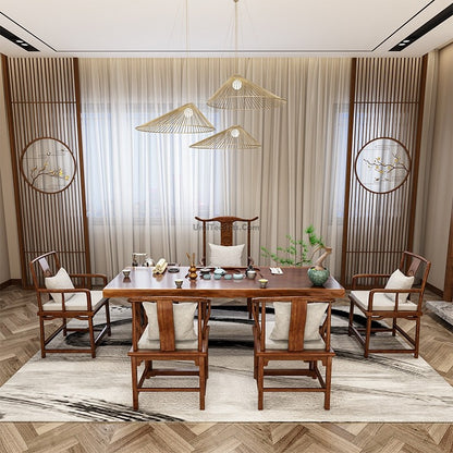 Solid Wood Chinese Gongfu Tea Table With Chairs