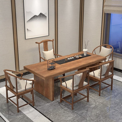 Solid Wood Chinese Modern Tea Table With Chairs