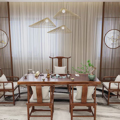Solid Wood Chinese Gongfu Tea Table With Chairs