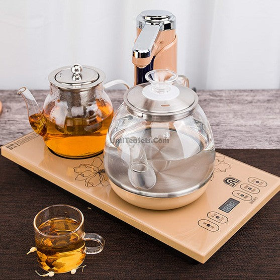 Glass Teapots With Golden Induction Cooker