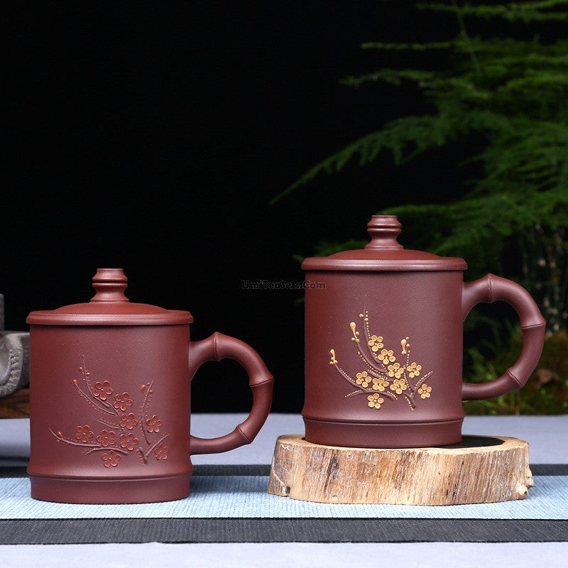 Yixing Purple Clay Plum Bamboo Tea Cup