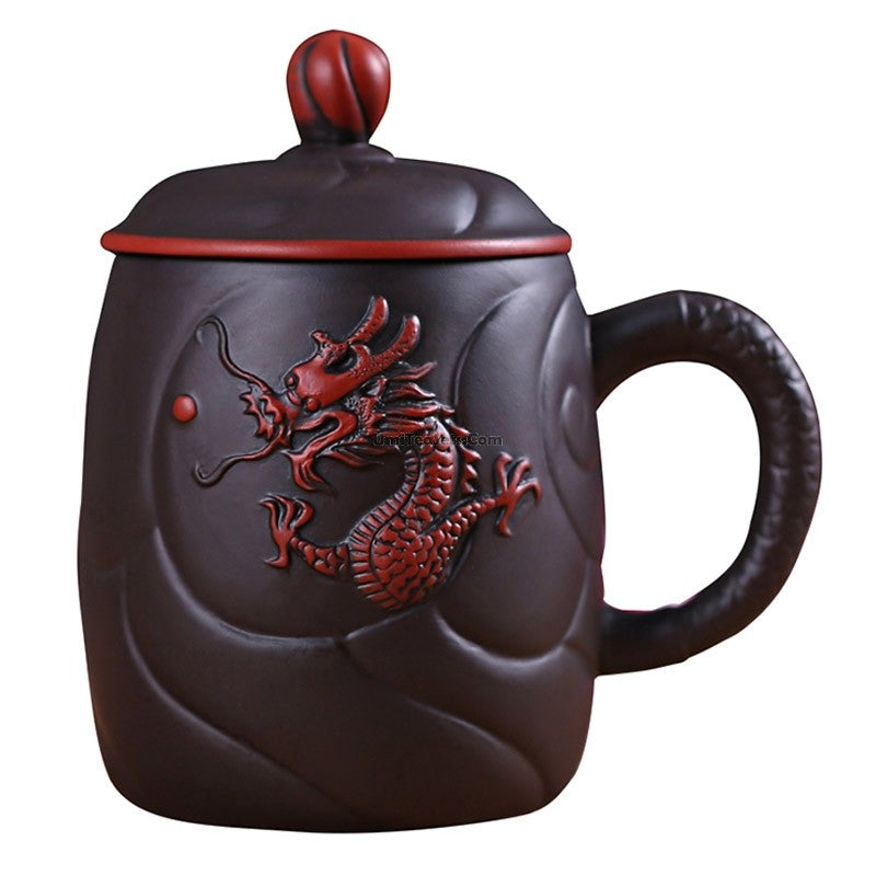 Yixing Purple Clay Dragon Tea Cup With Infuser