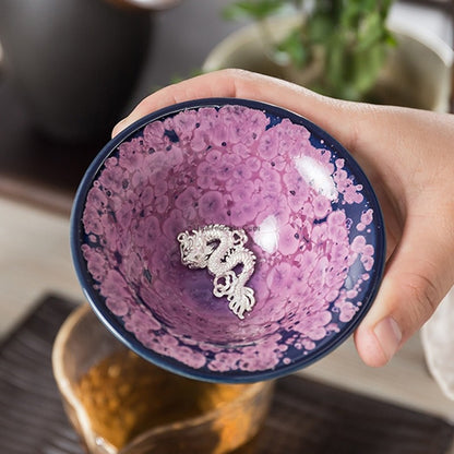 Authentic Handmade Jianzhan Purple Gongfu Tea Cup With Sterling Silver