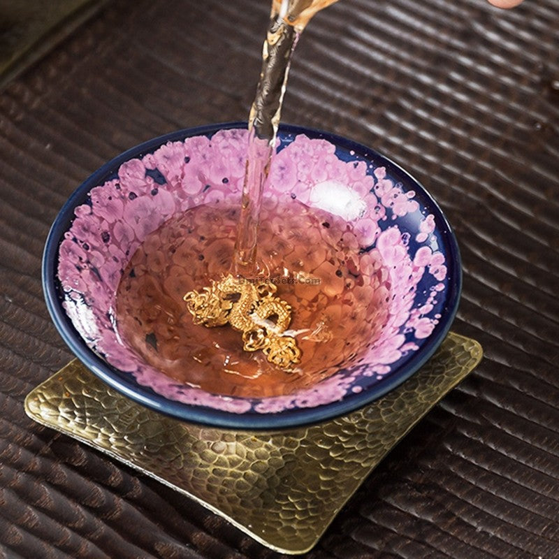 Authentic Handmade Jianzhan Purple Gongfu Tea Cup With Sterling Silver