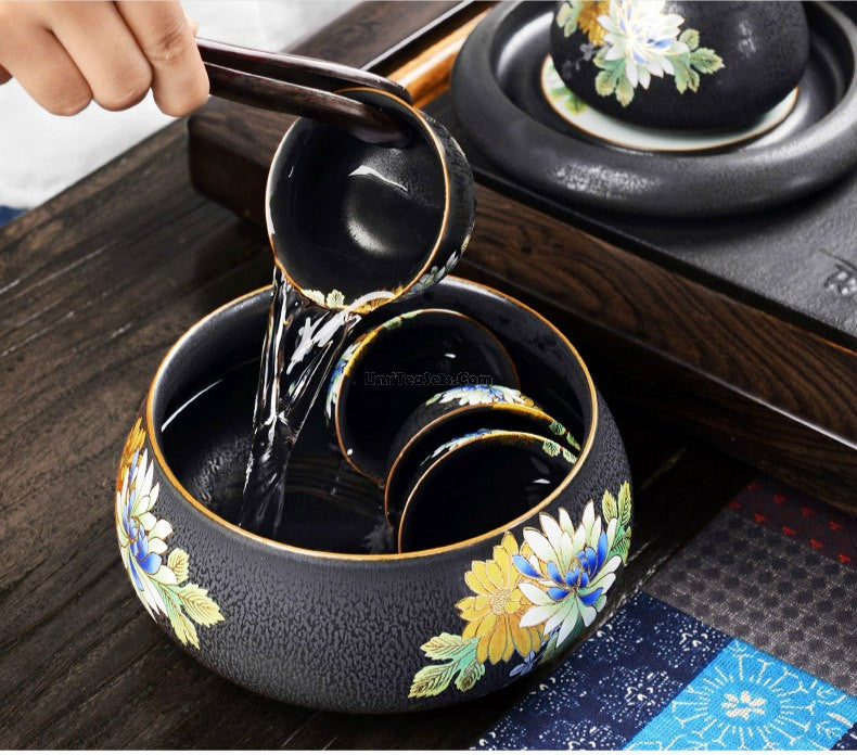 Iron Style Tea Set With Ebony Tea Tray