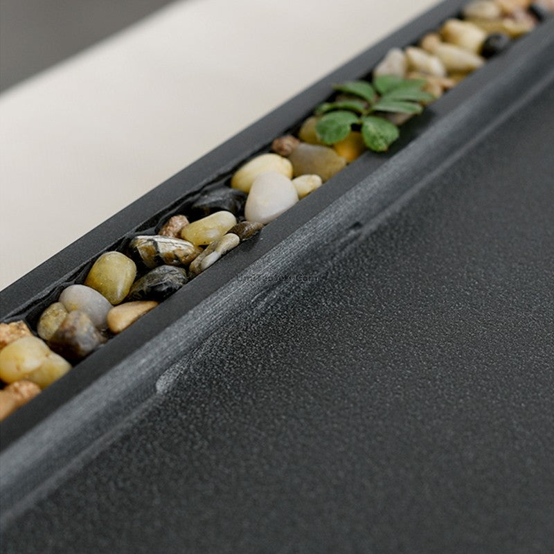 Black Stone Zen Tea Tray With Pavilion And Brook