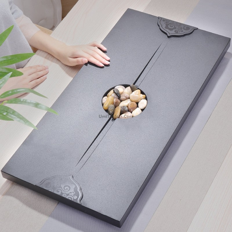 Black Stone Gongfu Tea Tray With Cobblestone