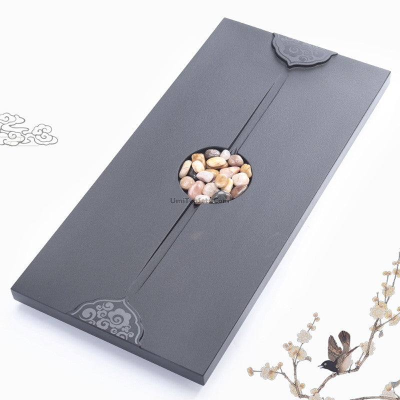 Black Stone Gongfu Tea Tray With Cobblestone