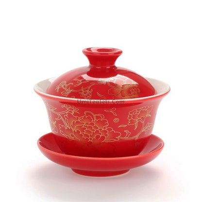 Chinese Peony Porcelain Gaiwan
