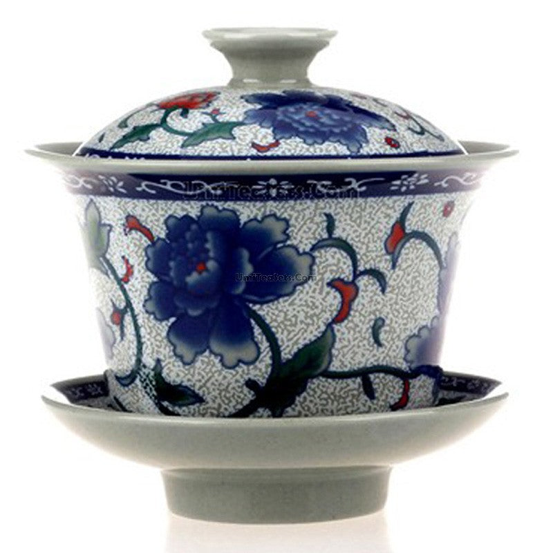 Blue Peony Porcelain Gaiwan (Set of 2)