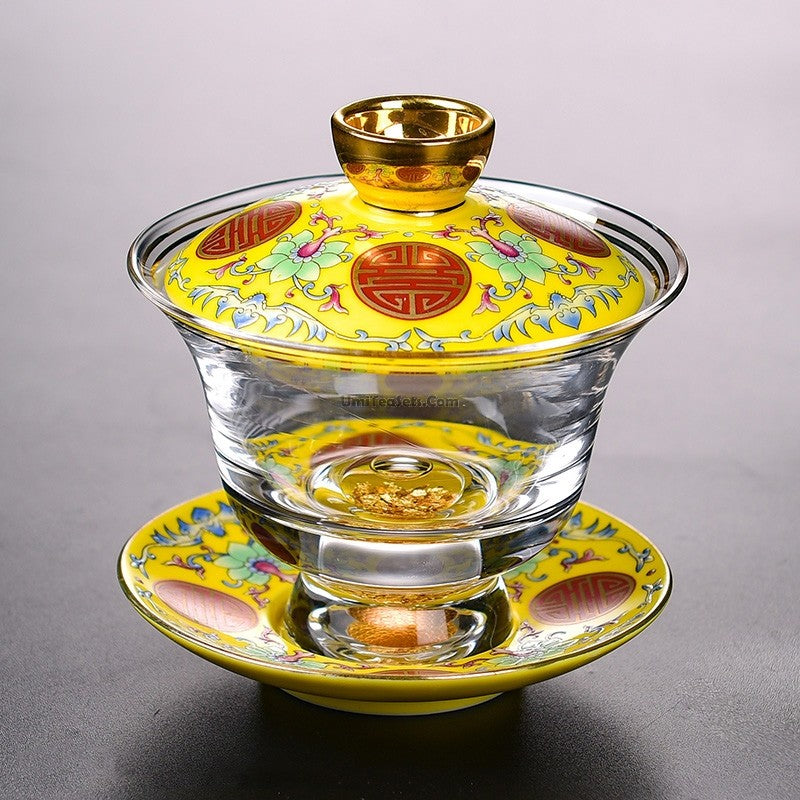 Enamel Porcelain And Glass Gaiwan