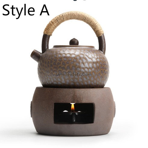 Coarse Pottery Teapot With Alcohol Warmer