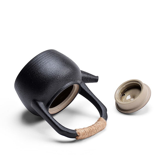 Black Pottery Teapot With Alcohol Wamer