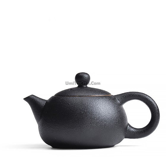 Black Pottery Teapot With Alcohol Wamer