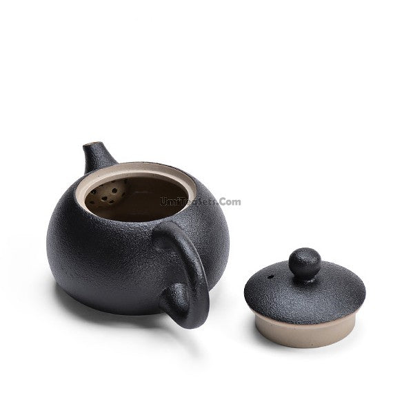 Black Pottery Teapot With Alcohol Wamer