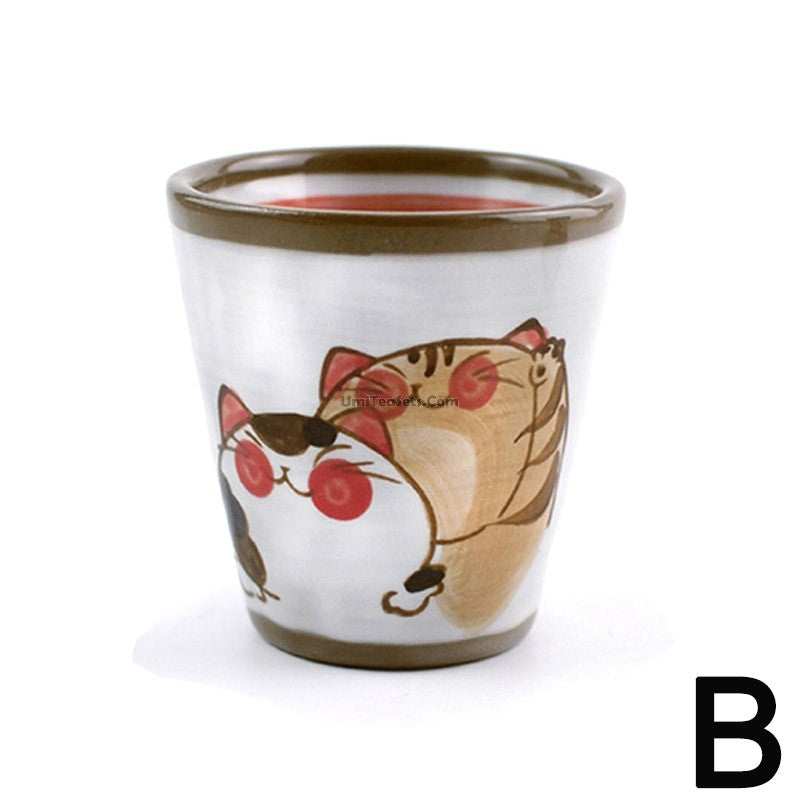 (Set of Two) Hand Painted Lotus Japanese Tea Cup