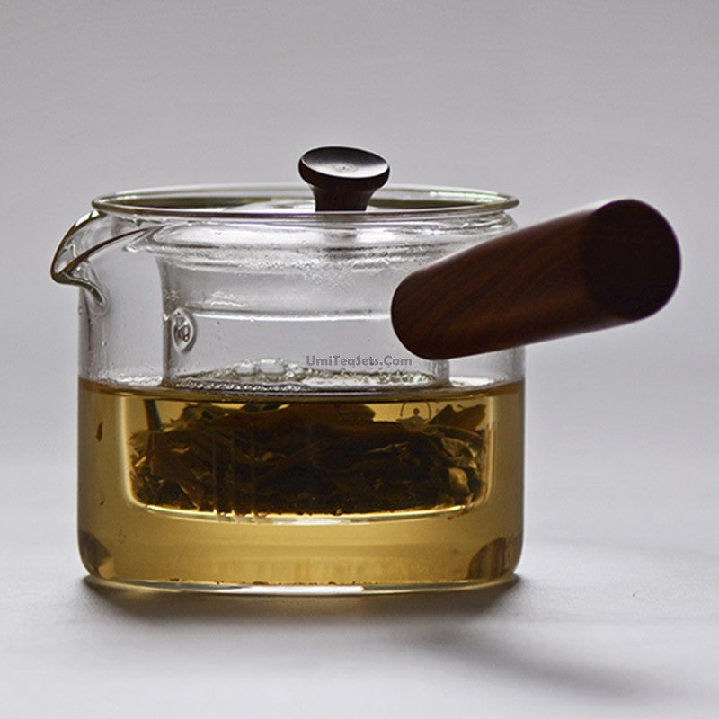 Glass Teapot With Wooden Handle