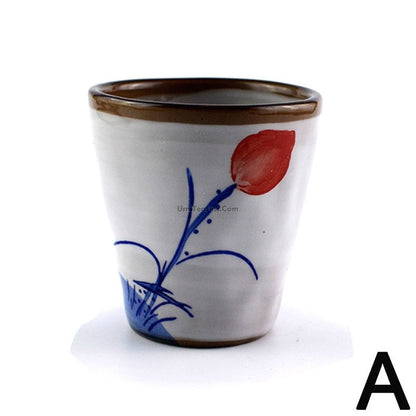 (Set of Two) Hand Painted Lotus Japanese Tea Cup