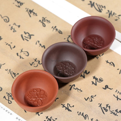 Peony Yixing Clay Gongfu Tea Cup (Set of Two)