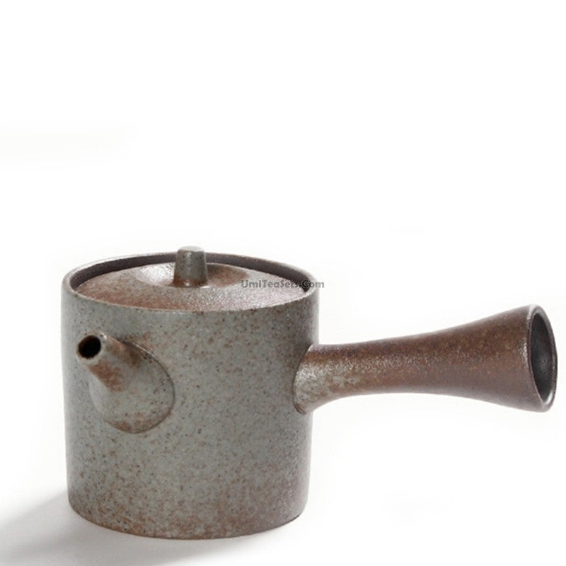 Coarse Pottery Japanese Cylinder Teapot