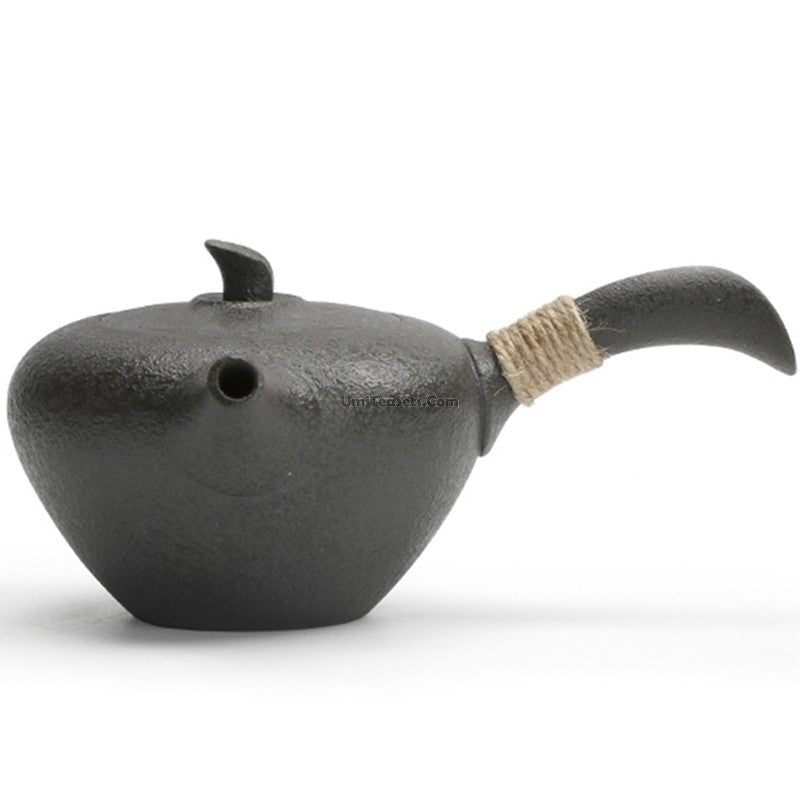 Black Coarse Pottery Japanese Teapot