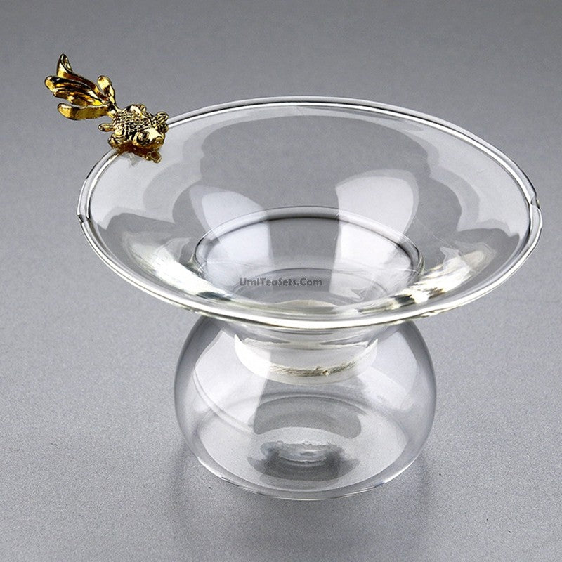 Glass Tea Strainer With Goldfish Handle