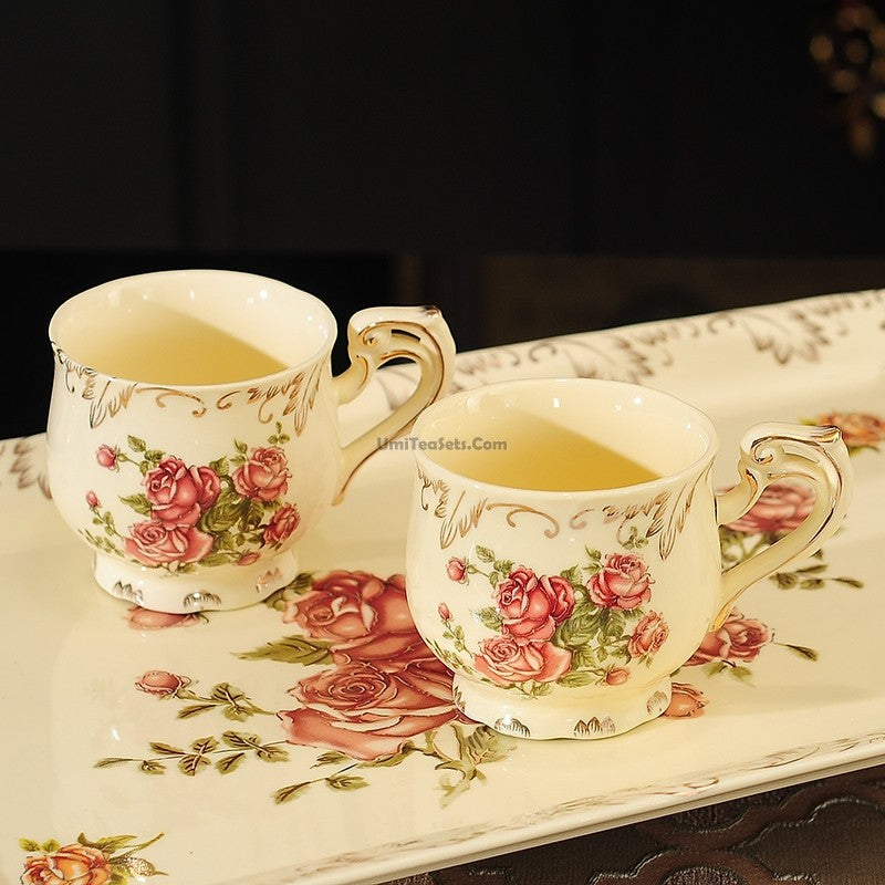 Upscale 8 Pieces Rose British Coffee Tea Set