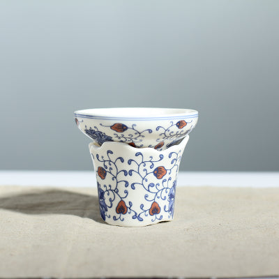 Blue Peony Tea Strainer And Holder