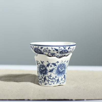 Blue Peony Tea Strainer And Holder